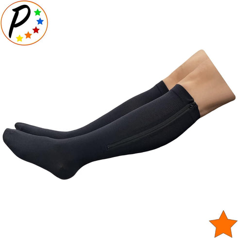 Closed Toe 15-20 mmHg Moderate Compression Leg Circulation Socks (Black, S/M)
