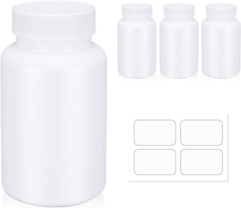 Empty Plastic Pill Bottle Medicine Bottles with Smooth Screw Lid for Liquid Solid Powder (200cc 4pack)