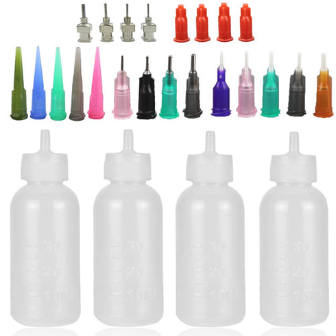 Xmasir Jagua Henna Applicator Bottles Kit for Tattoo Body Paint, Multi-Purpose Precision Set, 4 Pcs