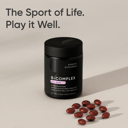 Sports Research Vitamin B-Complex - Full Spectrum of B Vitamins, Plant-Based Vegan-Friendly Formula, 120 Softgels
