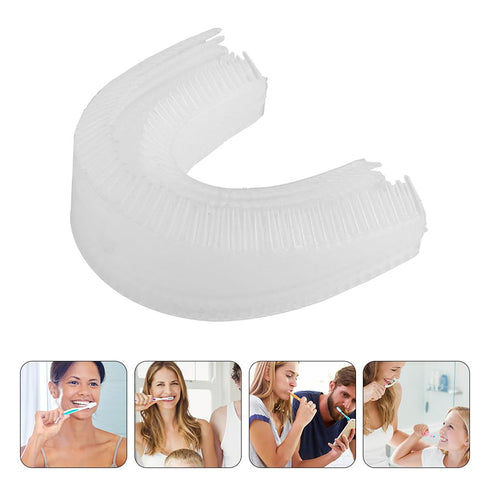 HEALLILY 2pcs U Shaped Toothbrush Head Silicone Automatic Electric Toothbrush Heads Replacement Refill