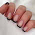 RikView Acrylic Press on Nails, French Tip Oval Glossy Fake Nails with Design Full Cover (Black)
