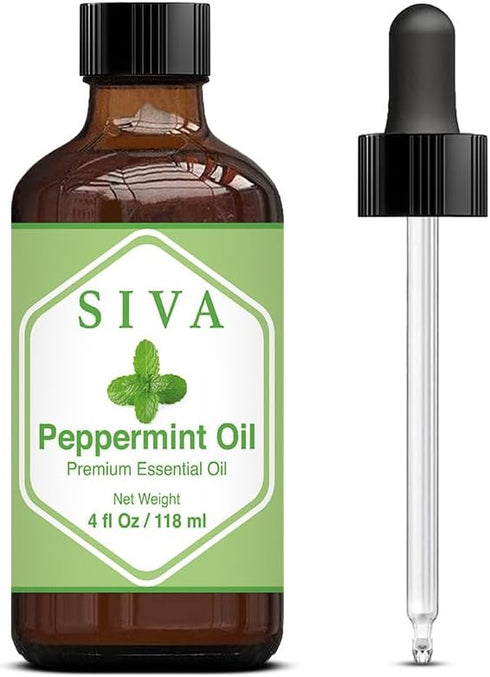 Siva Peppermint Essential Oil - 4 Fl Oz – Natural Peppermint Oil for Diffuser, Skin Care, Aromatherapy, Hair Care