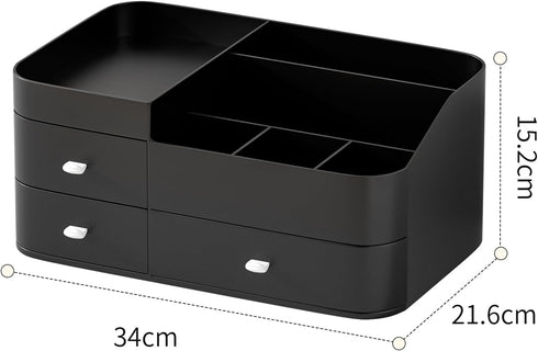 MIUOPUR Makeup Organizer for Vanity - Large Capacity Desk Organizer with Drawers for Cosmetics (Black)