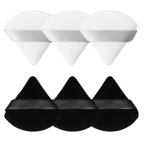 Pimoys 6 Pieces Powder Puff Face Makeup Puff, Soft Triangle Velour Cosmetic Sponge for Loose Powder and Contouring