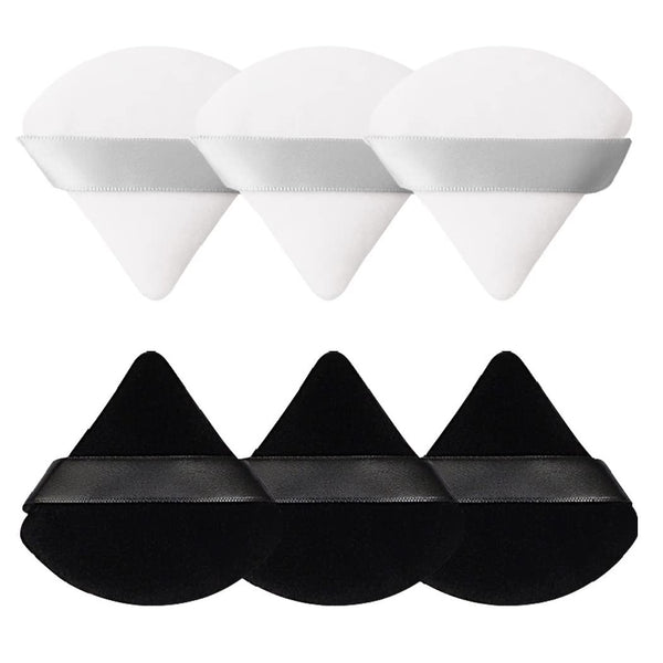 Pimoys 6 Pieces Powder Puff Face Makeup Puff, Soft Triangle Velour Cosmetic Sponge for Loose Powder and Contouring