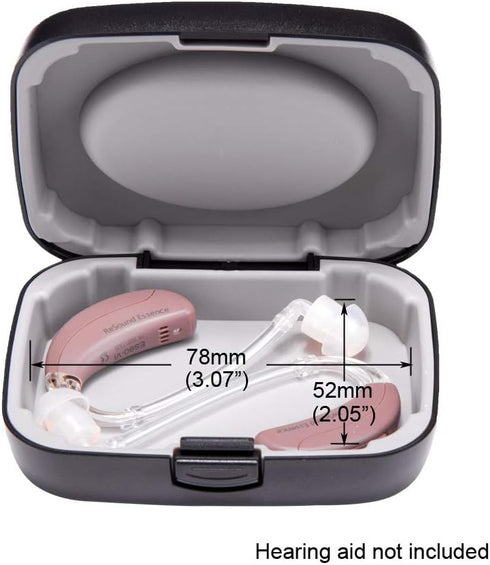 Hearing Aid Hard Case, Portable Protective Storage for BTE CIC IIC ITE (Black)