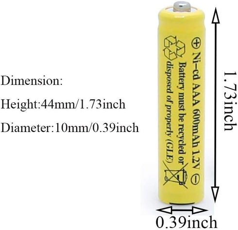 NiCd AAA 1.2V 600mAh Rechargeable Batteries for Outdoor Solar Lights (8 Pack)