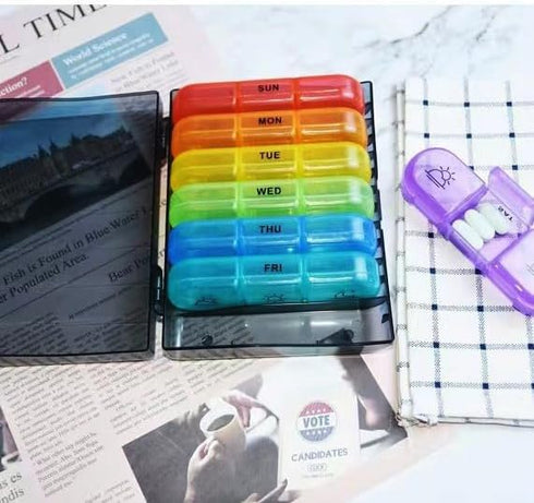 Wopanxye 7-Day 3 21 Travel Pill Organizer, Times a Day, AM PM Pill Box Tray with One-Side Large Opening for Easy