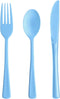 150 Pack Light Blue Plastic Silverware, Heavy Duty Utensils, 50 Forks, 50 Knives, 50 Spoons for Birthday Wedding Baby