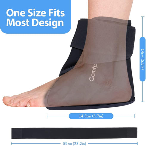 Ankle Ice Pack Wrap - Hot Cold Therapy Foot Ice Pack for Plantar Fasciitis, Achilles Tendonitis, Black