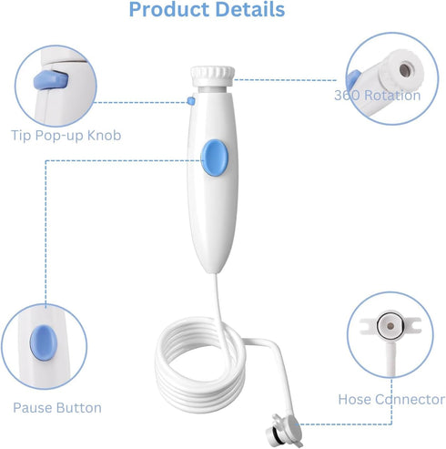 Replacement Hose and Handle for Waterpik Water Flosser, Compatible with WP-100, WP-300, WP-660, WP-900