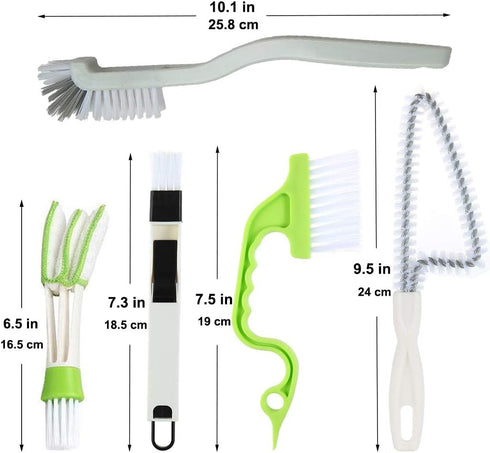 Window Track Cleaning Brush Kit, 5 Pack Multifunctional Handheld Crevice Brush for Blinds and Shutters