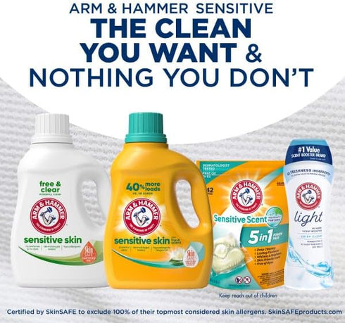 HAMMER 170 170 oz ARM & Sensitive Skin Plus Fresh Scent, Loads Liquid Laundry Detergent, Fl
