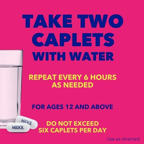Midol Complete Menstrual Pain Relief Caplets with Acetaminophen for Period Cramps, 40 Count (Pack of 3)