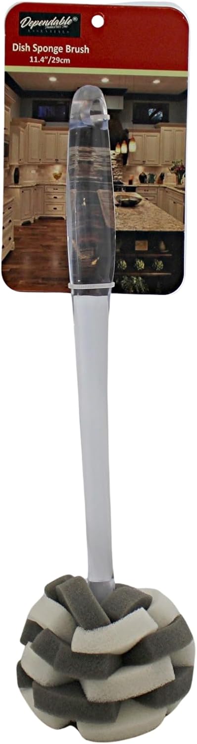 Soft Touch Multi-Purpose Sponge Puff Dish Brush - 11.5" with Ergonomic Handle