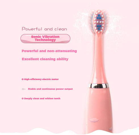 YooHoopo 3 1 2 Kids Battery Powered Sonic Toothbrush with Brush Heads, AA Battery - Soft Bristles, IPX Waterproof, Mins