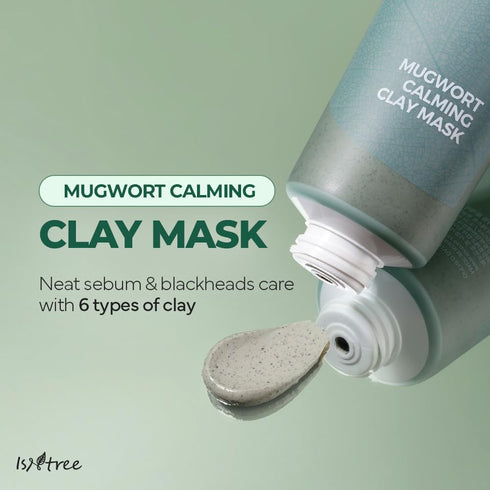 IsNtree Mugwort Calming Clay Mask 100ml, Korean Skincare for Deep Pore Cleansing & Sebum Control
