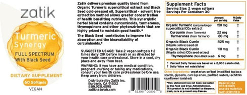 Zatik Naturals Turmeric Supercritical Liquid Synergy with Black Seed, 1.0 fl oz, Organic, Vegan