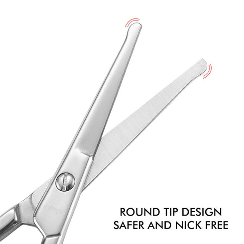 LIVINGO Premium Curved and Rounded Nose Hair Scissors for Men, 2 PC Set for Beard, Mustache, Ear, Facial Hair