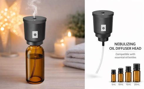 QIQIMARK 20mL (0.7oz) 4 4 Countdown Waterless Essential Oil Diffuser, Rechargeable Cordless Scent Diffuser Machine