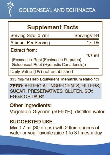 Secrets of the Tribe Goldenseal and Echinacea Alcohol-Free Liquid Extract, 2 FL OZ Tincture Supplement