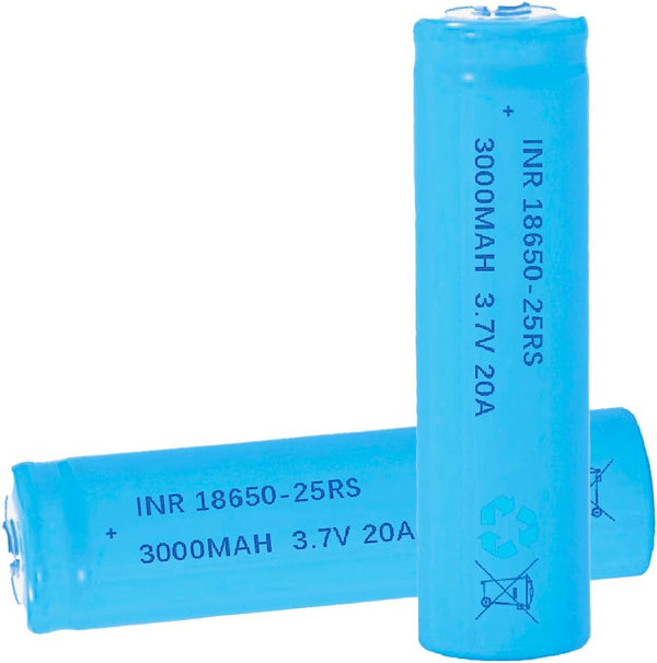 2 Pack 3.7 Volt Rechargeable Battery 3000mAh Li-ion Battery for Flashlights, Headlamps, Doorbells, RC Cars (Blue) (Button Top)