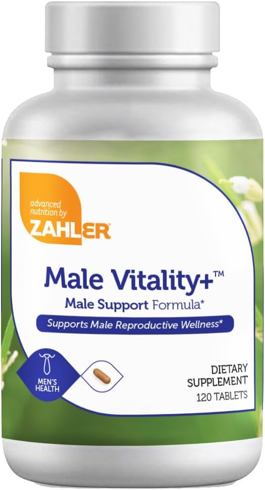 Zahler Male Vitality+ Male Formula, Fertility Supplements Supporting Energy & Reproductive Wellness, 120 Tablets,