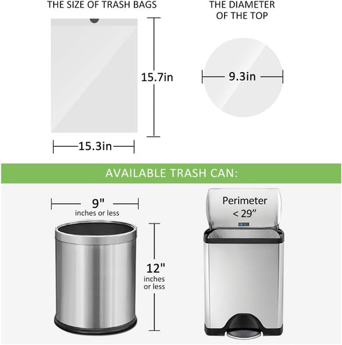 RayPard Mini Drawstring Trash Bags, 1.3 Gallon, 100 Counts, fit 1.3-1.5 Gal, White, Small Plastic Liners