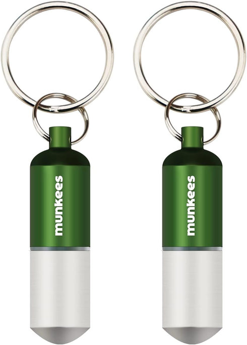 munkees Portable Pill Case, Small Waterproof Capsules EDC Keychain, Travel Pill Bottle for Camping, Hiking,