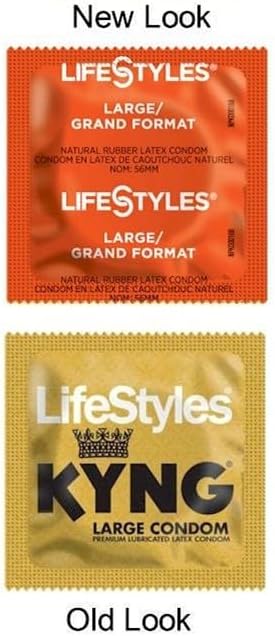 Pack 48 Lifestyles KYNG Premium Lubricated Large Latex Condoms Bulk [Larger Than Standard Condoms with Special