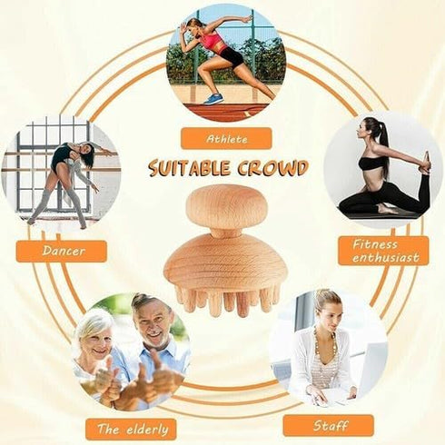 UCCKEYI 60x62mm Wood Guasha Press Head Massager Tool Octopus-Style Muscle Roller for Neck, Shoulders & Stress Relief