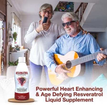 32 Fl. Oz. Advanced Liquid Cardiovascular & Cholesterol Support Formula - Liquid Resveratrol Supplement for Healthy