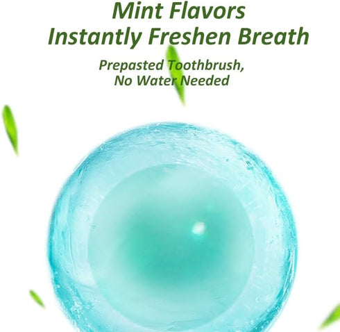Mini Brushes - Disposable Toothbrushes with Toothpaste, Portable for Work or Travel, 2 Packs (Mint, 40 pcs)