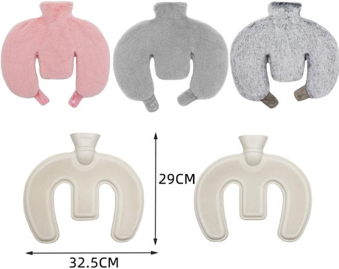 UDeuxff Cover,1L U Shaped Hot Water Bottle,Neck and Shoulder Hot Water Bottle with Hot Water Bottles with Washable