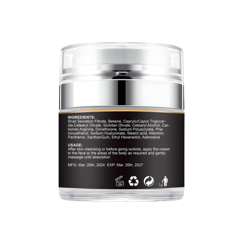 Snail Mucin 92% All in One Repair Cream, Daily Face Moisturizer for Dry Skin, No Parabens, Korean Skincare Product 1.96 Fl.Oz /50ml