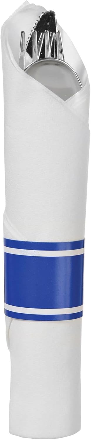 Bright Royal Blue Premium Rolled Cutlery Set (10 Count) - Includes Fork, Knife, & Spoon - Perfect for Parties & Special Events