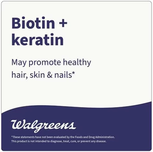 Walgreens 150 Count 10mg 100mg Biotin + Keratin | Tablets | of Biotin + of Keratin | Hair, Skin, and Nail Support