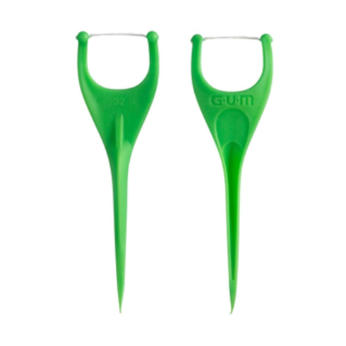 GUM Angled Floss Picks, Extra Strong Dental Flossers for Adults, Fresh Mint Flavor, 75ct
