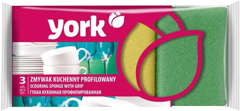 YORK 9.5X7X4.5 Cm-3 Non-Abrasive Cleaning Scouring Scrub Sponge for Kitchen Scratch Proof Kitchen Utensil Scrubber Pads