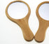 Mini Portable Wood Makeup Mirror, Handmade Round Cosmetic Mirror with Single Handle, 7.1x 13.5cm Size
