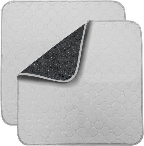Non-Slip Absorbent Washable Incontinence Pad, 4-Layer Design Chair Absorbent Pads Protection - Set of 2 (Grey) for