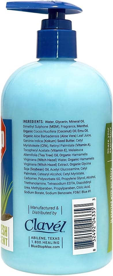 Blue Stop Max Muscle & Joint Relief Gel - Fast-Acting Cream for Sore Muscle, Back & Neck - 16 Oz Pump Bottle