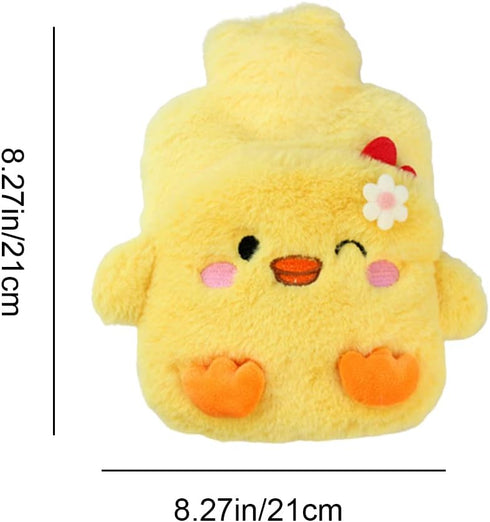LIUHUIZEYU 3D Bottle,500ml Cartoon Pattern Hot Water Bag, Plush Cover Hot Water Warm Water Bag for Neck and Shoulder