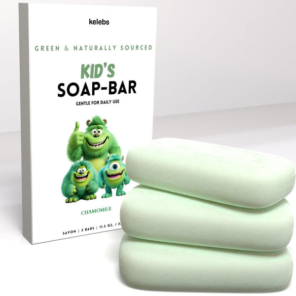 Hypoallergenic Kids Soap Bar 3-Pack - Organic & Gentle Chamomile Body Wash for Children
