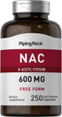 Piping Rock NAC Supplement | N-Acetyl Cysteine | 600mg | 250 Capsules | Non-GMO, Gluten Free