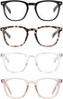 EYECEDAR 4-Pack Reading Glasses - Square Style Blue Light Readers for Women, Metal Spring Hinges, 2.00