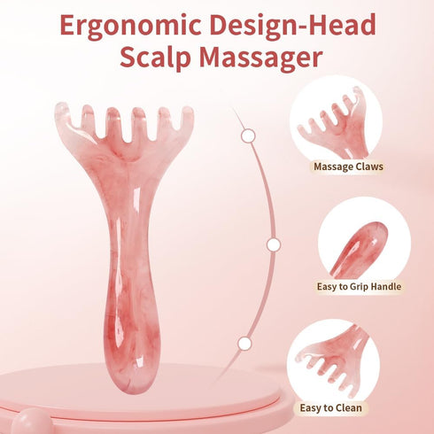 TAIHI Scalp Massager, Manual Head Massager Gua Sha Tool, Natural Resin Scalp Comb for Hair Growth, Body Relaxing, Neck