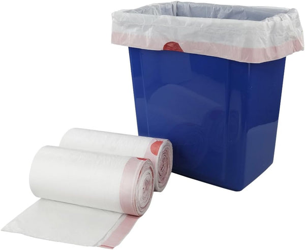 7 Gallon White Drawstring Trash Bags - Medium Garbage Bags, 2 Rolls/120 Counts