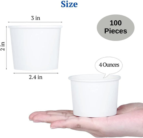 Sheriffdrink Frozen Frozen Pack 100 Ice Cream Paper Cups Yogurt Cup White Dessert Bowls Dessert Supplies